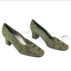 Karen Scott Women's Vintage Suede Leather Closed Toe Heels Green Size 8